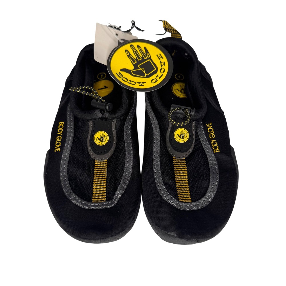 NWT Body Glove Riptide III Youth Water Shoes Black Yellow Size 1 Aqua Shoes